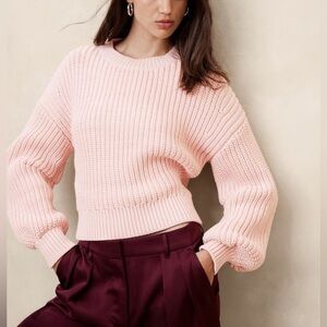 BANANA REPUBLIC Pink Ribbed Knit‎ Sweater Oversized Relaxed Fit Size L Factory